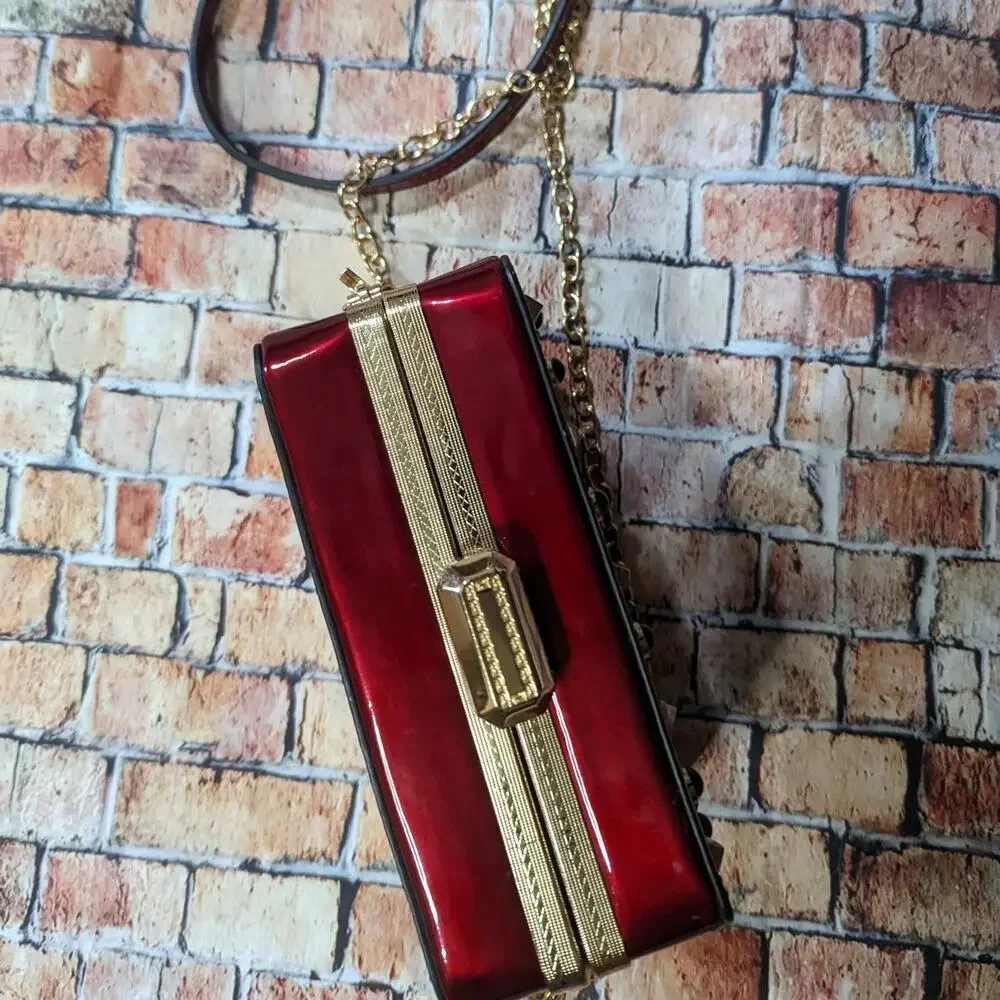 Red Goth Clutch Rhinestone Purse